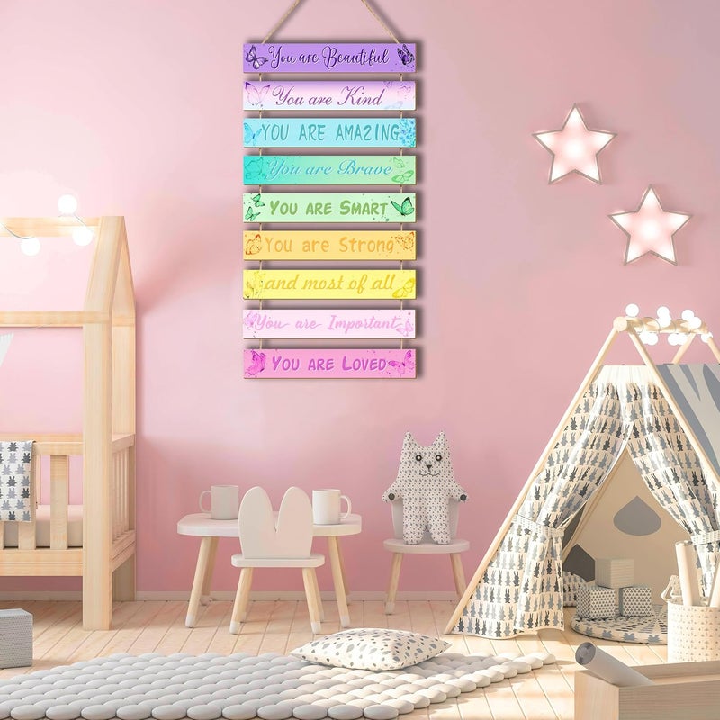 UBTKEY Butterfly Room Decor Set - 9 Pieces for Girls' Bedroom, Inspirational Wall Plaques - Image 1